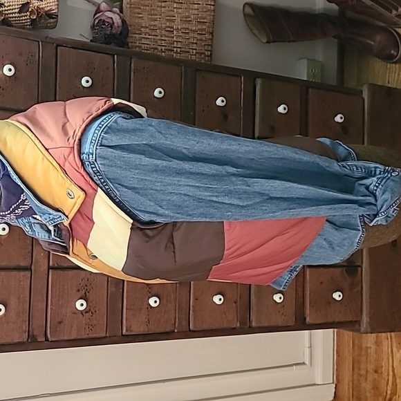 Colorblock Chevron Vintage Puffer Vest Size Small. Brown, Rust, White Retro! - Picture 4 of 12